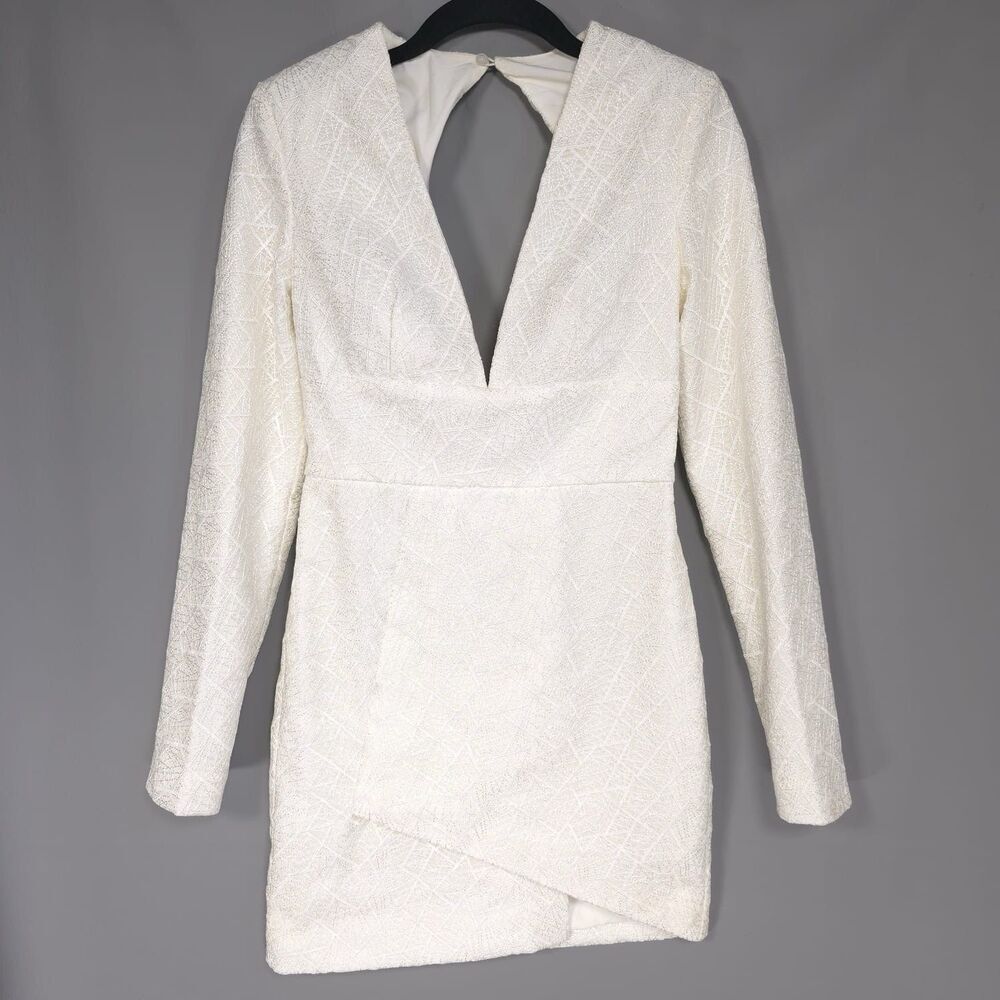 MISHA COLLECTION Size US 2 Natasha Mini Dress Milk Long Sleeve Open Back Sexy - Picture 3 of 15